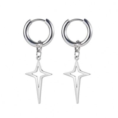 China Environmentally Friendly Personality Titanium Steel Cross Stud Starlight Earrings for sale