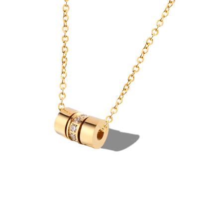 China High Grade Polished Zircon FASHIONABLE Mini Triple Rotating Necklace Women Gold Plated Stainless Steel for sale