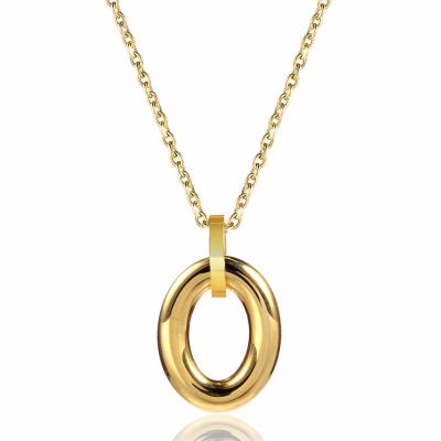 China Stain TRENDY Stock Stainless Steel Personalized Oval Pendant Short Chain Necklace for sale