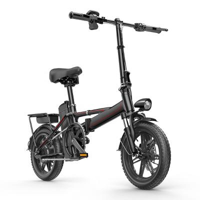 China Popular Mini Electric Folding Bicycle Cheap Suspension Small 14 Inch Aluminum Alloy Folding Foldable Ebike With Lithium Battery for sale