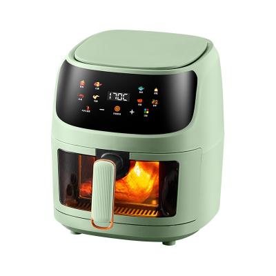 China Household 8L Family Size Oil Less Electric Cooker Smart Touch Air Fryer Oven With Visible Window Nonstick Basket for sale