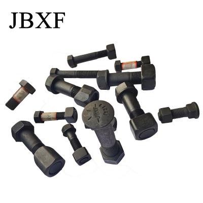 China Black Hex Track Shoe Bolt And Nut 12.9 Grade Excavator Track Bolt Metric Thread for sale