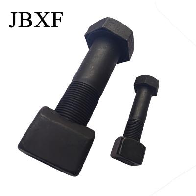 China Excavator 18*2.5*80 Track Pad Bolts Chain Bolts & Nuts 40mm Thread  Black for sale