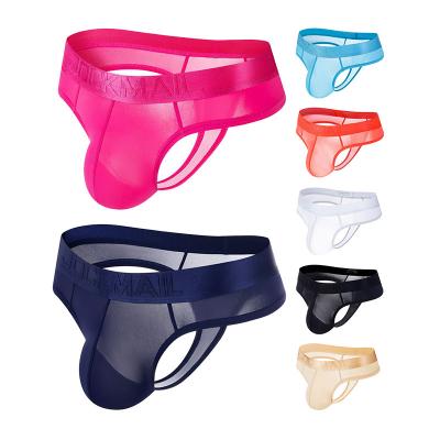 China Antibacterial Mens Lingerie Microfiber Brand Jockmail Thong Mini Slip Briefs Sexy T Back Underwear Thong for sale