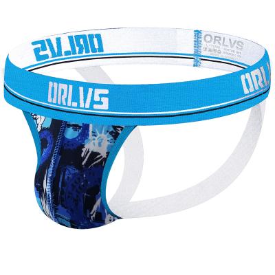 China Orlvs Brand Antibacterial Printing Fabric Sex Underwear Jockstrap Gay Lingerie Men for sale