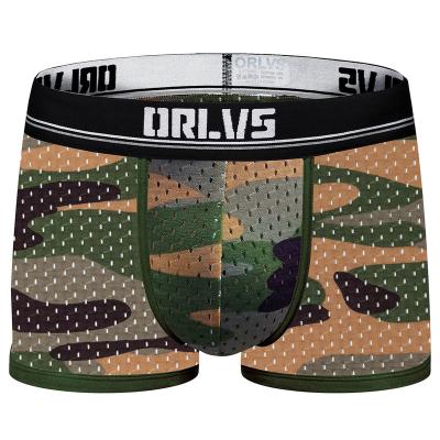 China Orlvs Brand Antibacterial Camouflage Mesh Boxer Shorts Custom Printed Underwear Men for sale