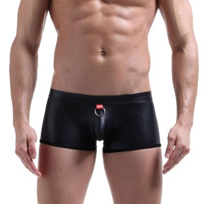 China Men's Faux Leather Breathable PVC Boxers Boy Basic Underwear Short Briefs Cuecas Boxer for sale