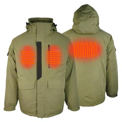 China High Quality Heating Men Breathable 3 In 1 Outdoor Winter Waterproof Breathable Battery Operated Heated Jacket With Hooded for sale