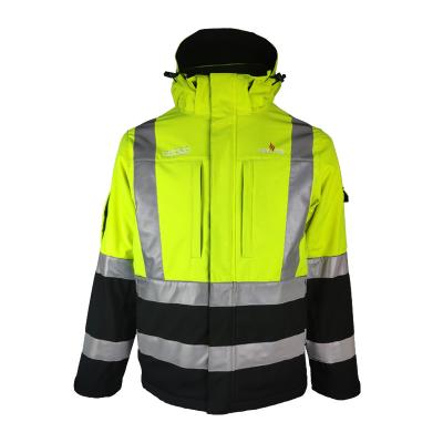 China High Visibility 3 in 1 Fleece Liner Waterproof High Visibility Smart Heating Safety Reflective Jacket Customized for sale