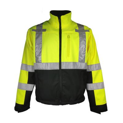 China High Visibility Mens High Visibility Waterproof Breathable Soft Shell Workwear Reflective Safety Jacket for sale