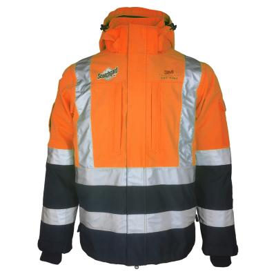 China Customized 3M High Visibility Scotchlite Oxford Waterproof Hi Vis Two Tone Parka 3 in 1 Safety Winter Reflective Jacket for sale