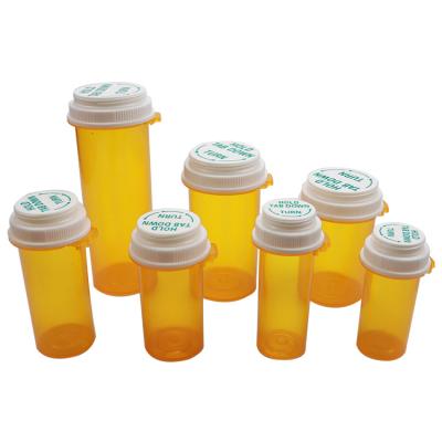 China Medicine CR Caps Amber 13dr 20dr 30dr 40dr Plastic Bottles Reversible Caps Food Grade PP Sealed Plastic Bottles Pill Vials for sale