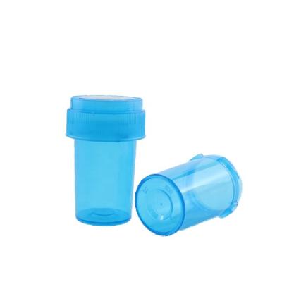 China Custom transparent blue 8dr medicine child proof plastic prescription cap bttles flower recersible cap vial for sale