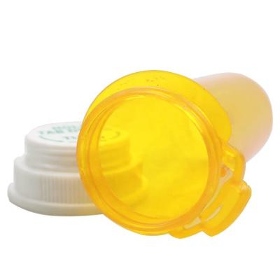 China Medicine CR Amber Plastic Bottles 13dr Reversible Caps Food Grade PP Sealed Bottles Plastic Pill Bottle for sale