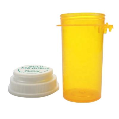 China Medicine 10dr 13dr 20dr 30dr Thumb Tab Reversible Caps Plastic Pill Amber Prescription Bottle for sale