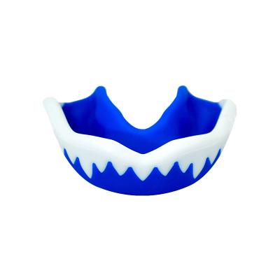 China Wholesale Custom Elastic Double Logo Sports Mouth Guard Color Shark Tooth Food Grade EVA Mouth Guard For Soccer Boxing Hockey for sale