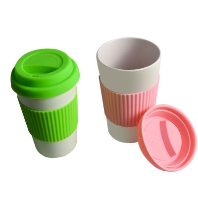 China New 420ml Sustainable Biodegradable Leakproof Bamboo Fiber Coffee Mug Non-Toxic Travel Mug With Lid for sale