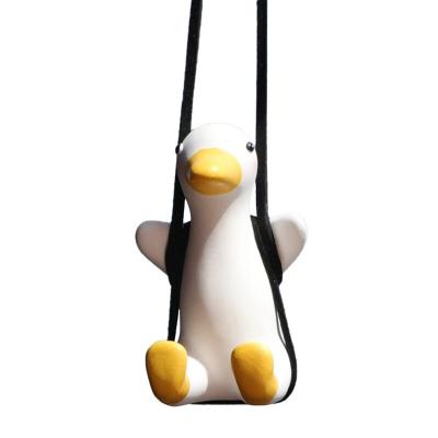 China Duck Hanging Car Air Freshener Animal Cute Swing Anime Pattern Rearview Mirror Auto Ornaments for sale