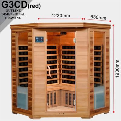 China Computer Control Panel Cedar Solid Wood Red Type and D3CD Solid Wood Main Material Infrared Sauna Cabin (Red) for sale