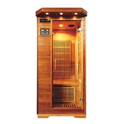 China Cedar Wood Sauna Equipment Infrared Sauna G1Red Mini Computer Control Panel Red Wood Sauna Room for sale