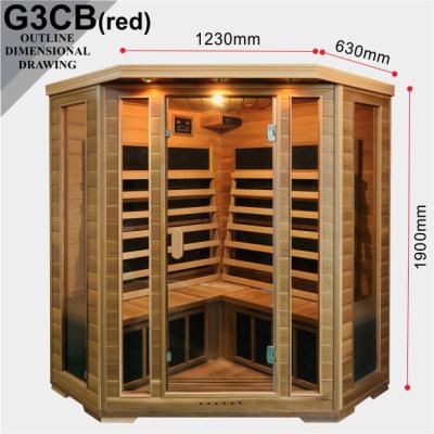 China Computer Control Panel Carbon Heater Far Infrared Sauna Room G3CB Factory Price Sauna Price (Red) for sale