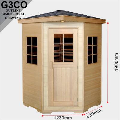 China Outdoor Far Infrared Wood Computer Control Panel Xuzhou Factory 3 Person Corner Sauna Room G3CO for sale