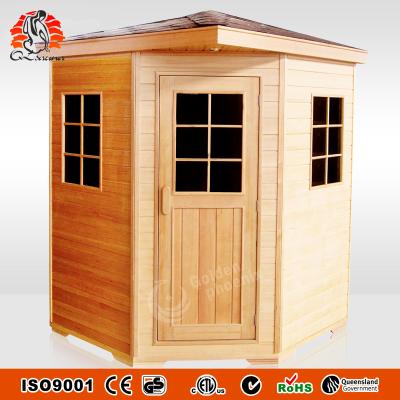 China Outdoor Corner Type Sauna Computer Control Panel Cabins Waterproof FIR Sauna House G3CO for sale