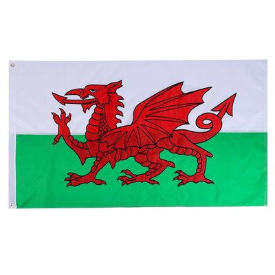 China Small MOQ FLYING Welsh Printing Soccer Flags Red White Green Flag For World Cup for sale