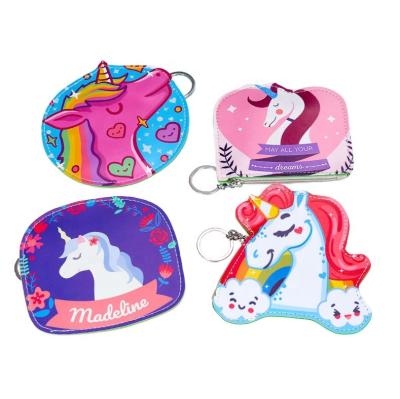 China Waterproof Korean Style Girls Unicorn Cute PU Leather Coin Purse for sale