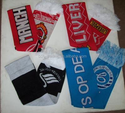 China Factory Supply Promotional Long Football Club Scarf , Football Knitted Sport Scarf for sale