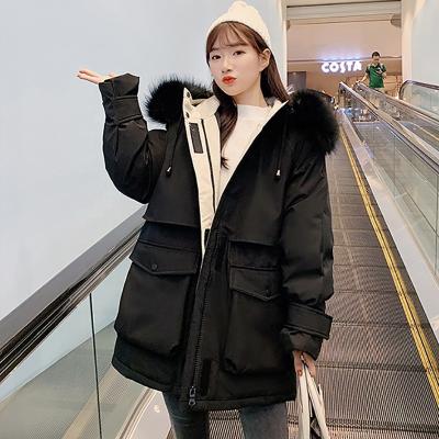 China The viable custom logo RJ-J878 CG. loosen casual thick warm stocking with Hood Convenient Women's Autumn Winter Collection New Coat for sale