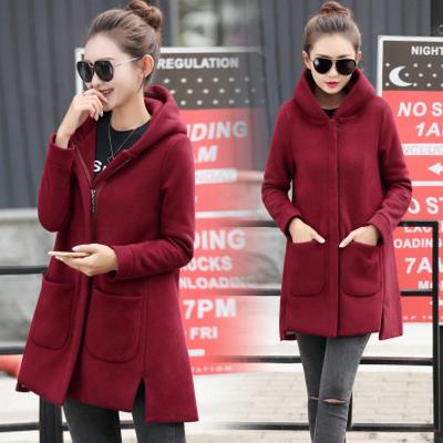 China 2018 Breathable Autumn Winter Women Fleece Coats Fit Hoodies Thin Thick Warm s Long Hooded Coats Female Outerwear for sale