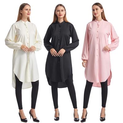 China Elegant and modest modern casual shirt Muslim women and formal lady office wear long shirt dresses for women for sale