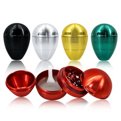 China Grind Spice Herb Tobacco New Design 56*80mm Egg Shape Herb Grinder 4 Parts Tobacco Grinder For Smoking for sale