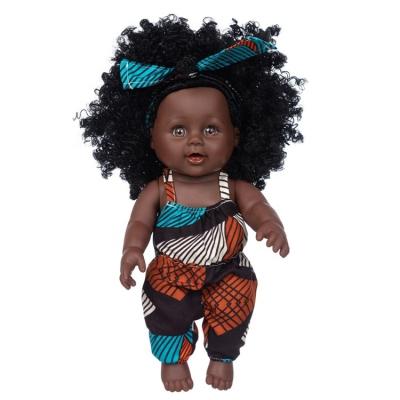 China 12 Inch Cute Female Doll Cartoon Toy Black Dolls Handmade Christmas Gift Doll Plush Toy Afro Girls for sale