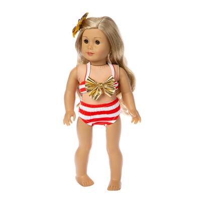 China Cartoon Toy Cute Beach Doll Accessories Stripe Swimwear Clothes For Baby - 18 Inch Kids Doll Play for sale