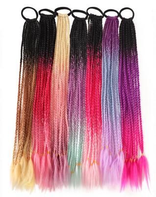 China High temperature silk shine dirty color three braid color small braids gradually change color braided hair ponytail inventory wholesale for sale