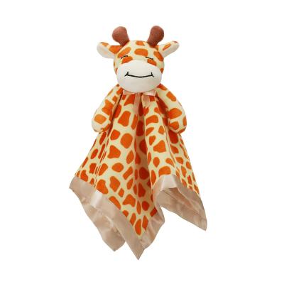 China Plush baby supplies custom logo unisex newborn plush stuffed animal giraffe soft blanket material safety cuddle blanket baby for sale