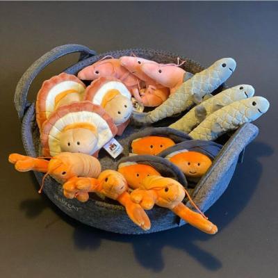 China Wholesale Plush Seafood Scallop Shrimp Mold Modeling Doll Sea Life Plush Toy Doll Gift for Kid or Dog and Cat for sale