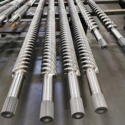 China PVC WPC Profile Pipe Extruder Co-Turning Conical Twin Screw Bimetal Twin Screw Barrel For ACP PANEL zu verkaufen