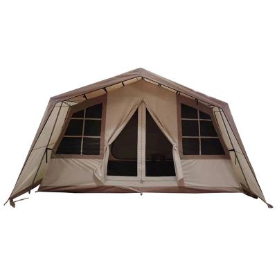 China Waterpoof outdoor camping tent glamping polycotton canvas cabin tents luxury double layer cabin tent customizable for sale