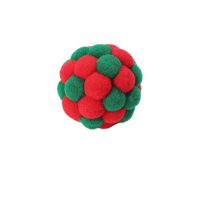 China Viable Pet Supplies Cat Toys Small 4cm Diameter Handmade Multicolor Optional Ball Spot Interactive Bell Toys for sale