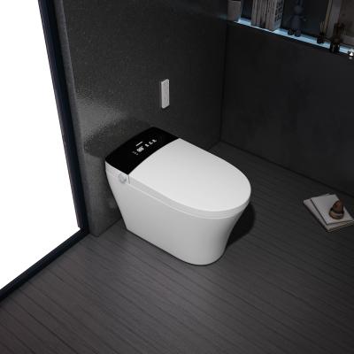 China Heating Oval Automatic Automatic One-Piece Automatic Operation Toilet Ceramic Floor-mounted Smart Siphon Seat Flushing Smart Toilet for sale