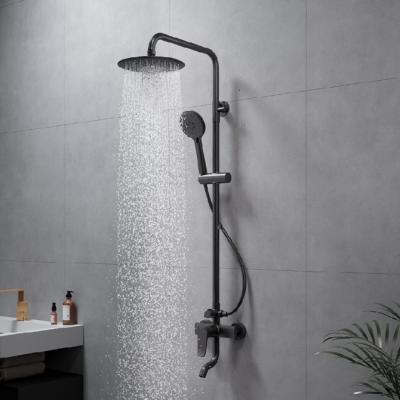 China With Diverter Black Wall Mounted Modern High Pressure Monarch Stainless Steel Bathroom Rainfall Waterfall Shower Set for sale