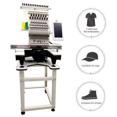 China Flat Hat/Shoe/T-shirt/Embroidery Honpo 7days Fast Delivery In USA Single Head Multi Needles Automated Flat Cap 3d Hat T-shirt Computer Embroidery Machine for sale