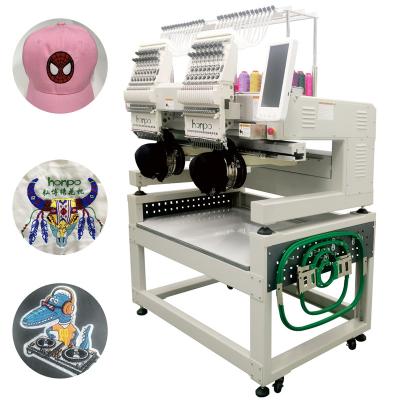 China High Speed ​​Cheap Flat Honpo Hat/Shoe/T-shirt/Hat Embroidery Machine 2 Head Embroidery Machine For Shoes T-shirt Flat Layer Embroidery for sale