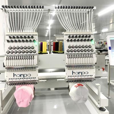 China Hotels Automatic Small Double 12 Head 2 Head Embroidery Machine 9 15 Needle Automated Cap Logo Two Head Embroidery Machines for sale