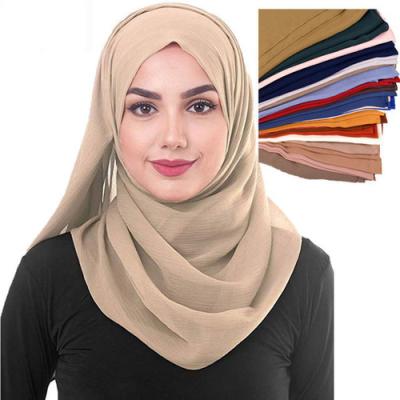 China Simple Muslim Abaya Telekung Chiffon Hijab Chiffon Fabric Tudung Hijabs High Quality Arab Muslim Shawl Hijab Chiffon Fabric Tudung Hijabs for sale