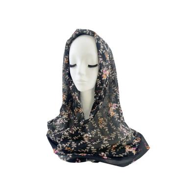 China Polyester Women Embroidery With Floral Printed Chiffon Hijab Scarf Prefect For Head Shawl And Dress for sale