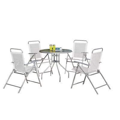 China Contemporary 4 Seater Metal Patio Set - Silver for sale